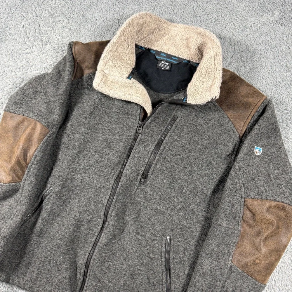 Kuhl Alpenwurx Jacket Mens Medium Berber‎ Collar Suede Panels Fleece Full Zip